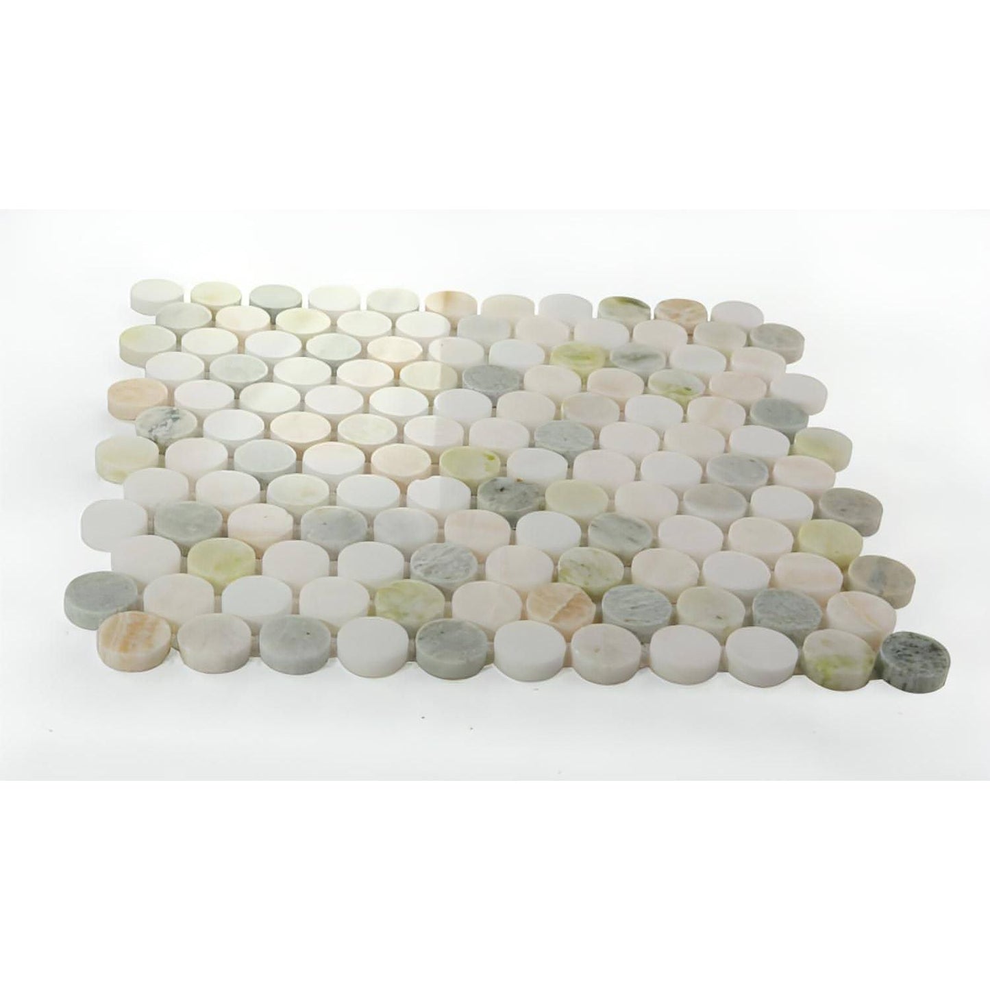 11 x 11.75 Green Onyx Penny Round - Hey Tiles