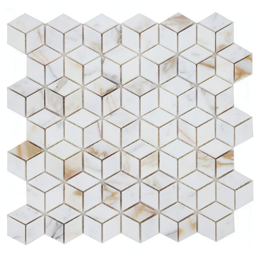 11.75 x 12 Calacatta Gold / Prism Cube Polished - Hey Tiles