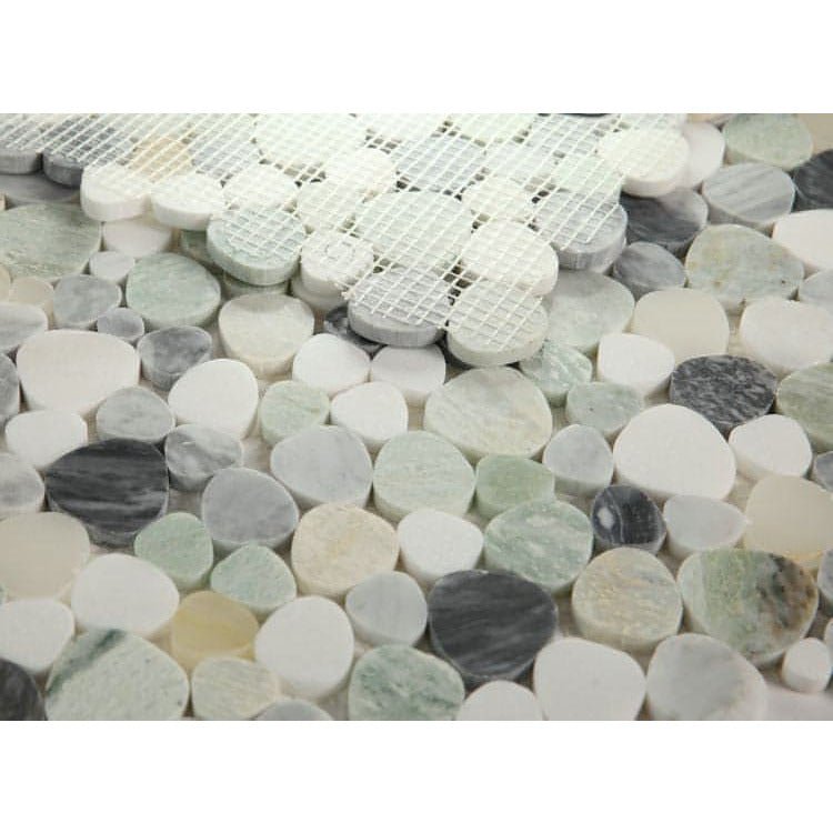 12 x 12, Thassos White + Green Onyx + Bardiglio Grey - Hey Tiles