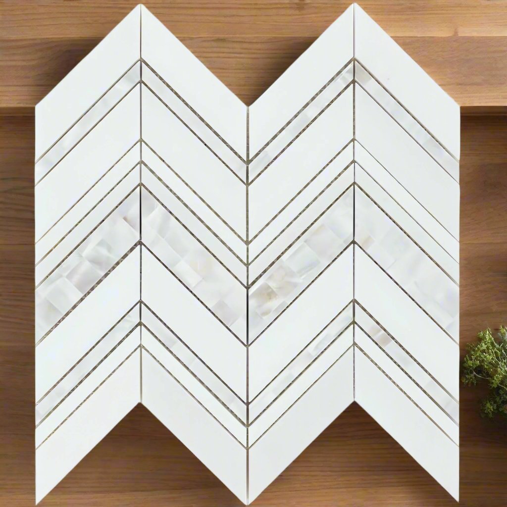 12.25 x 11.75 DIANA RAVENNA CHEVRON MOSAIC - Hey Tiles