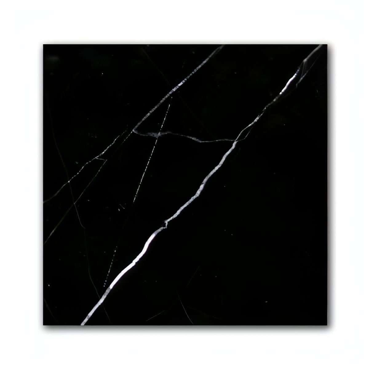 12x12 Nero Marquina Marble, 3/8 - Hey Tiles