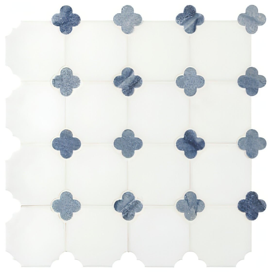 12X12 Thassos White + Azula Floret Polished Marble Mosaic - Hey Tiles