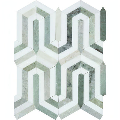 Thassos White Marble Honed Berlinetta Mosaic Tile W / Ming-green - heytiles
