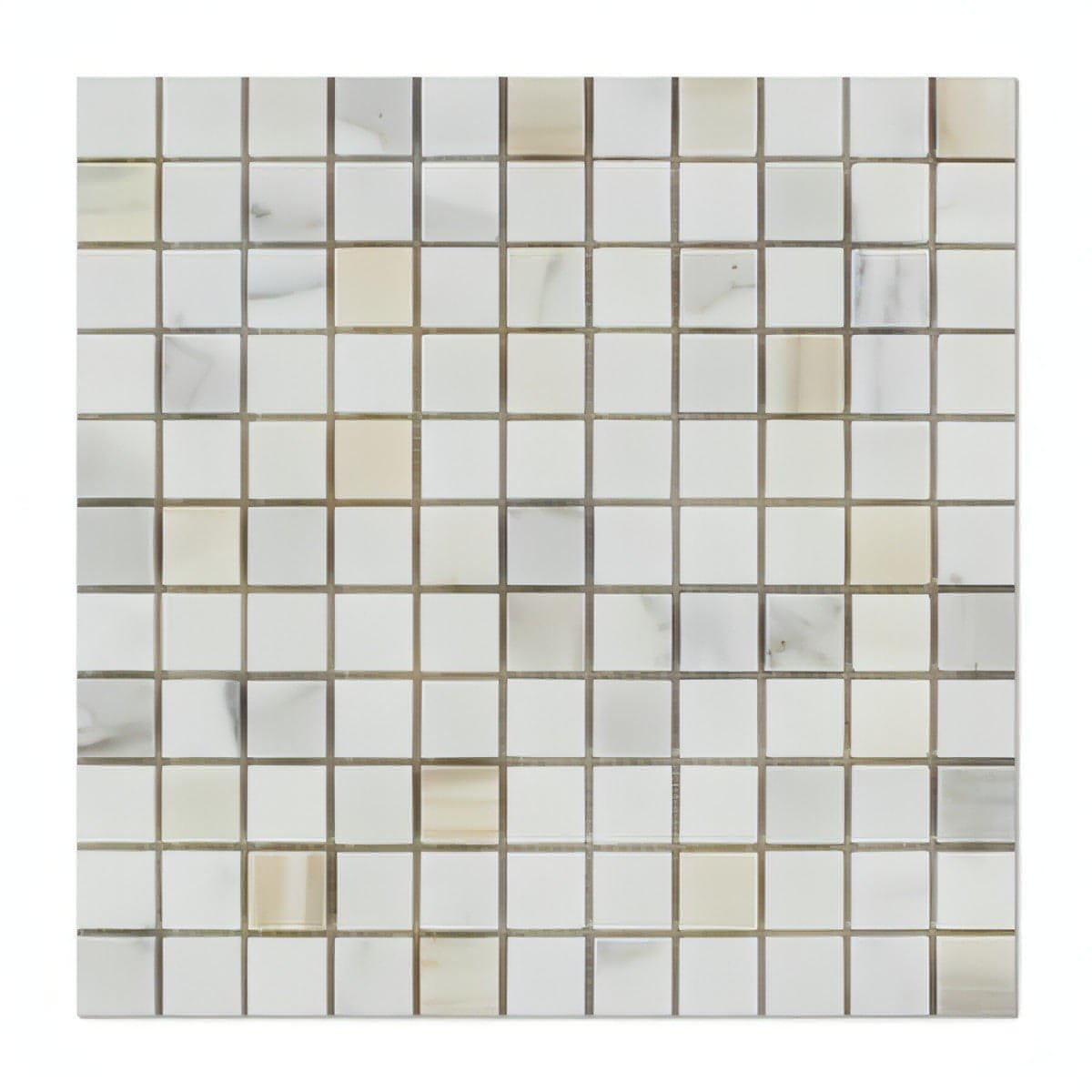 1x1 Calacatta Gold Marble Square Mosaic Tile Polished / Honed - Hey Tiles