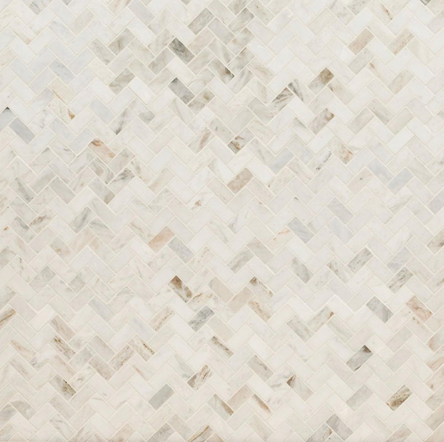 1X2 Arabescato Venato White Herringbone Honed Mosaic - Hey Tiles