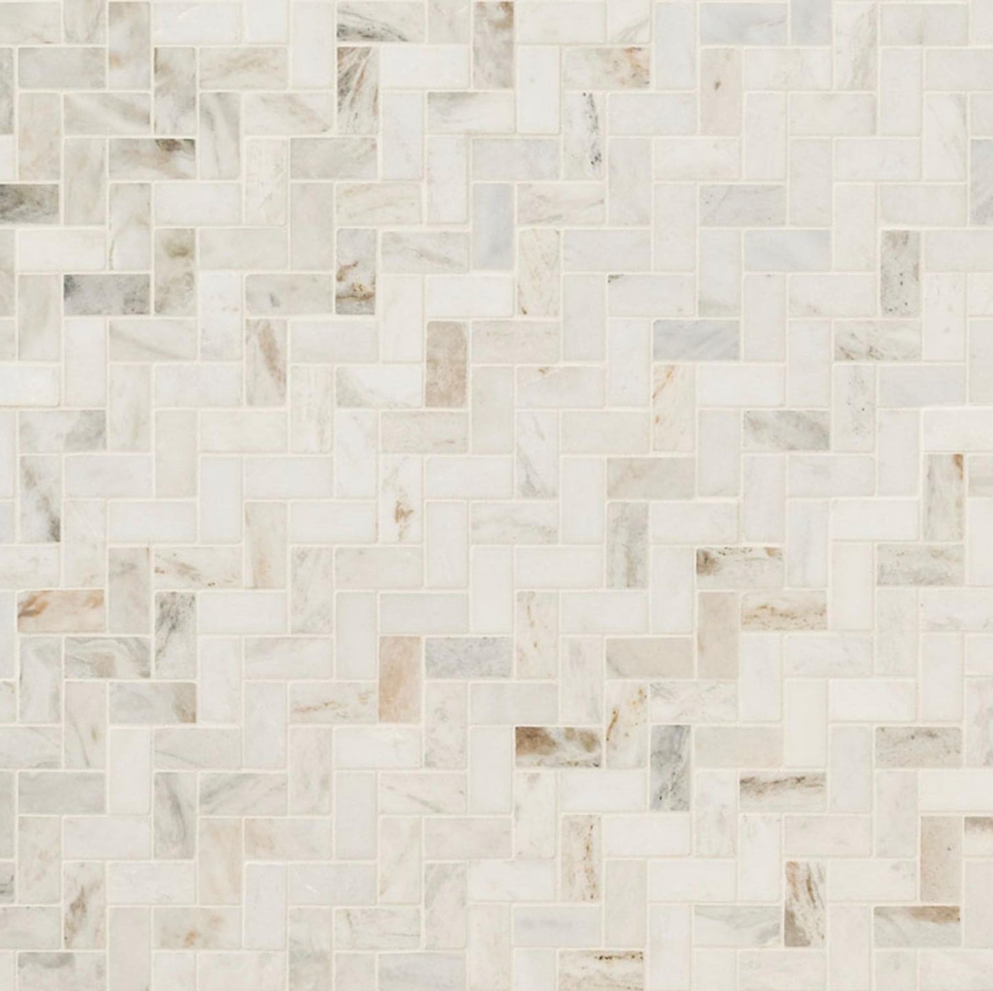 1X2 Arabescato Venato White Herringbone Honed Mosaic - Hey Tiles