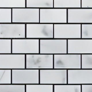 1x2 Carrara White Marble Brick Mosaic Tile - Hey Tiles