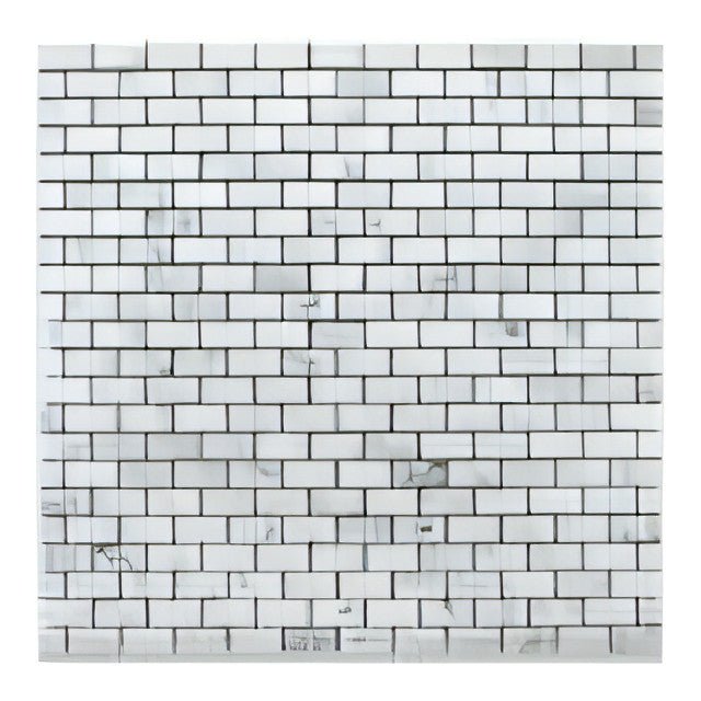 1x2 Carrara White Marble Brick Mosaic Tile - Hey Tiles