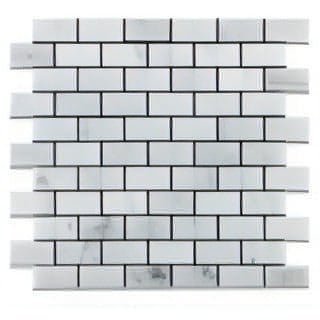 1x2 Carrara White Marble Brick Mosaic Tile - Hey Tiles