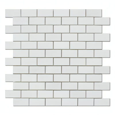 1 X 2 Thassos White Marble Honed Brick Mosaic Tile - heytiles