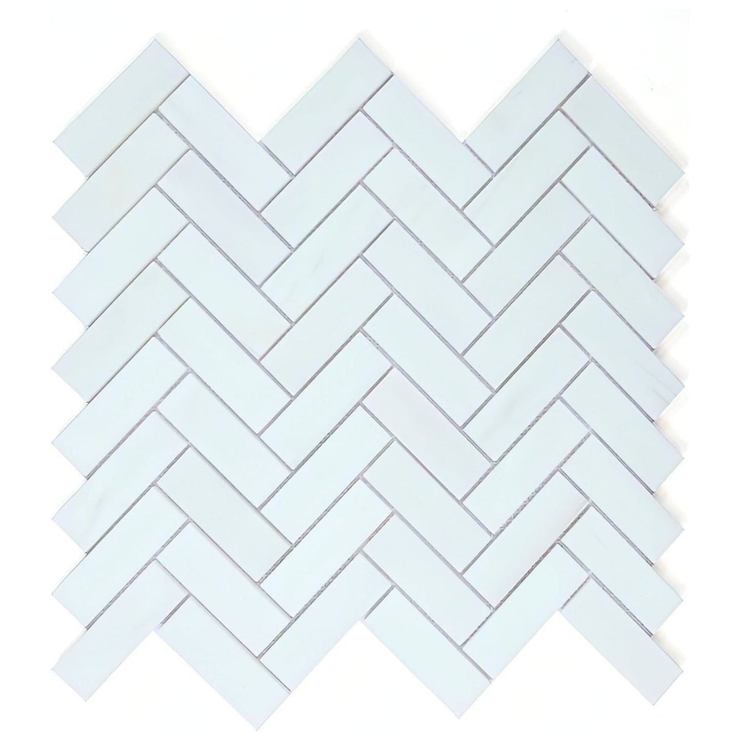 1x3 Dolomite Polished Herringbone on Mesh 12 x 12.75 - Hey Tiles