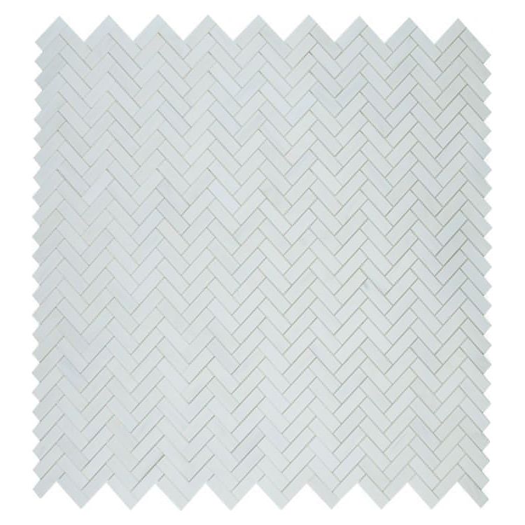 1x3 Dolomite Polished Herringbone on Mesh 12 x 12.75 - Hey Tiles