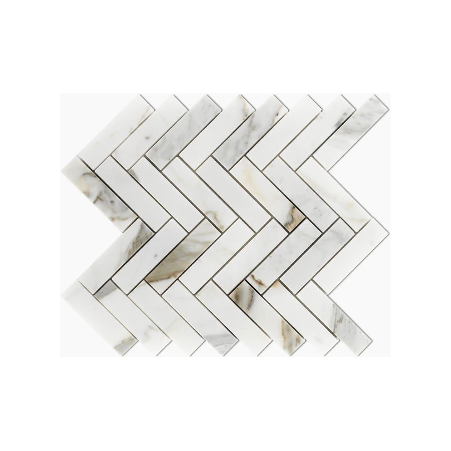 1x4 Calacatta Gold Marble Herringbone Mosaic, Italian Marble Polished / Honed - Hey Tiles