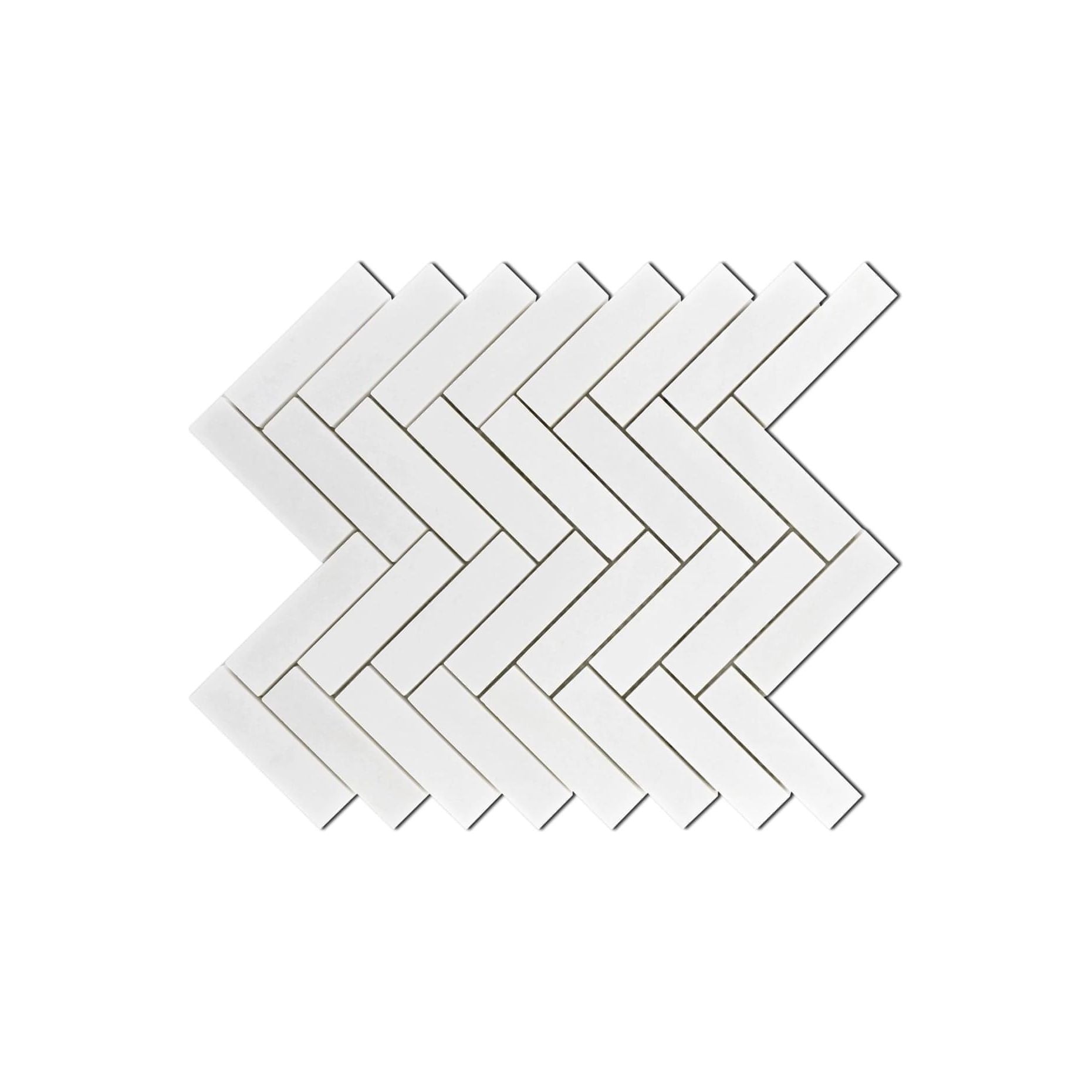 1X4 Thassos White Marble Herringbone Mosaic Tile - Hey Tiles