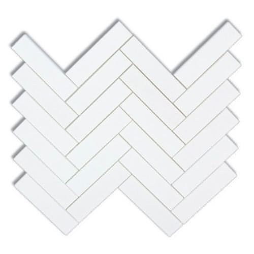 1X4 Thassos White Marble Herringbone Mosaic Tile - Hey Tiles