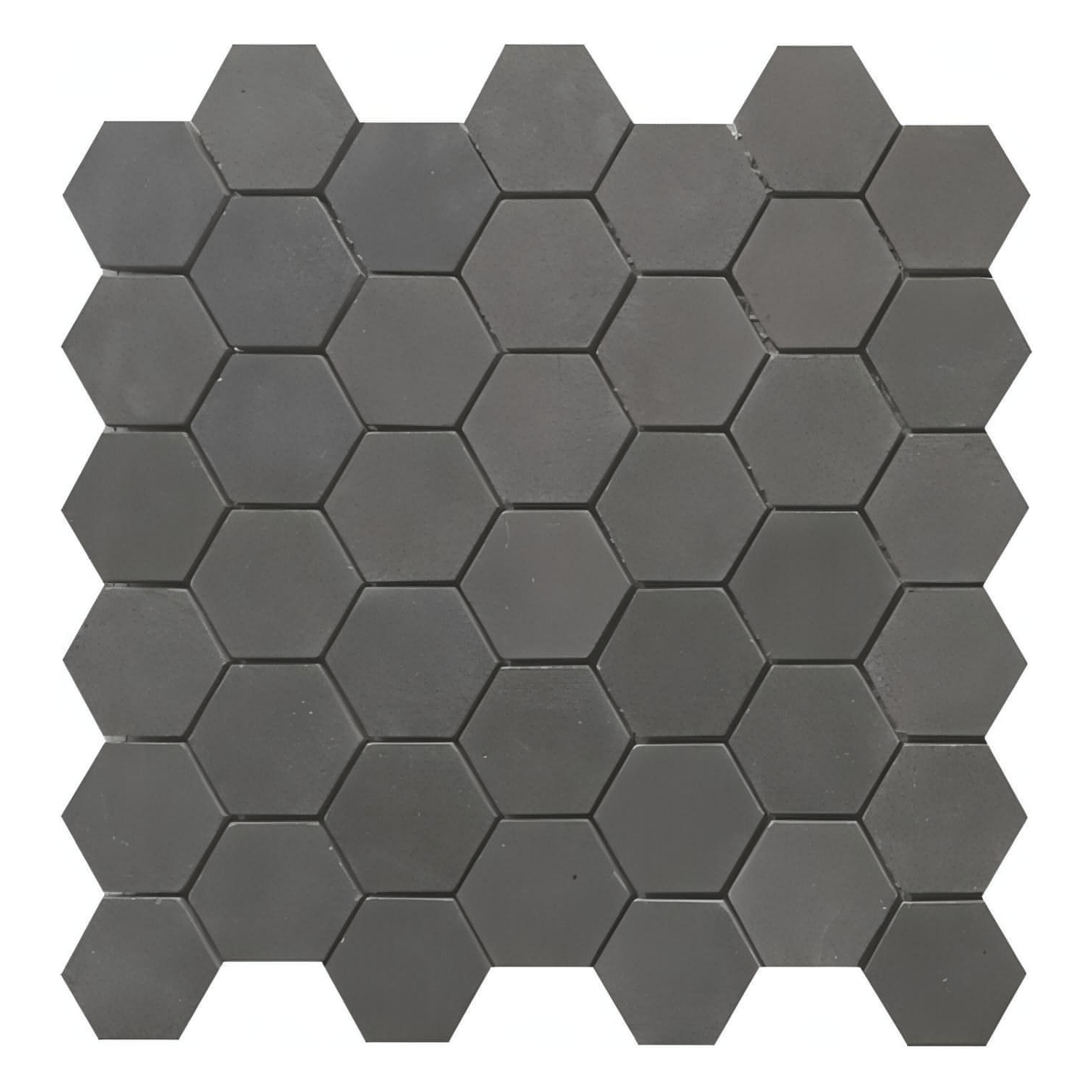 2” Hexagon Black Basalt - Hey Tiles