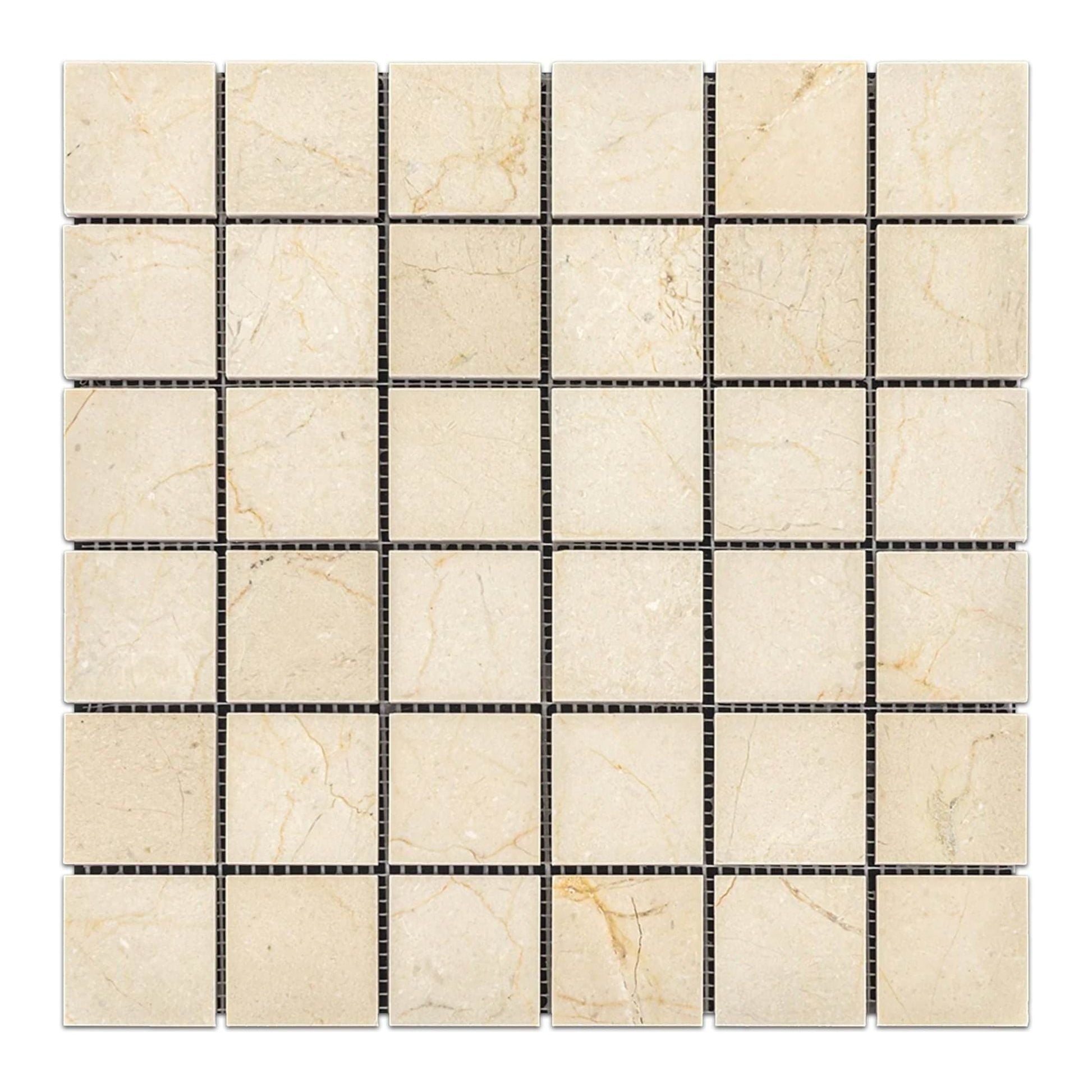 2" X 2" Crema Marfil Square Mosaic Tile - Hey Tiles