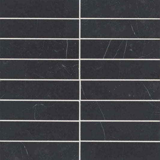 2" x 8" Nero Marquina Marble - Hey Tiles