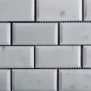 2x4 Carrara White Marble Deep Beveled Brick Mosaic Tile - Hey Tiles