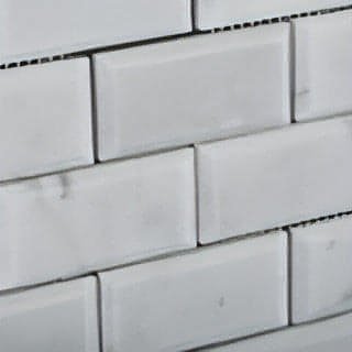 2x4 Carrara White Marble Deep Beveled Brick Mosaic Tile - Hey Tiles