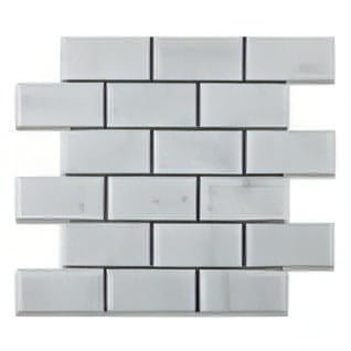 2x4 Carrara White Marble Deep Beveled Brick Mosaic Tile - Hey Tiles