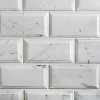 2x4 Carrara White Marble Deep Beveled Brick Mosaic Tile - Hey Tiles