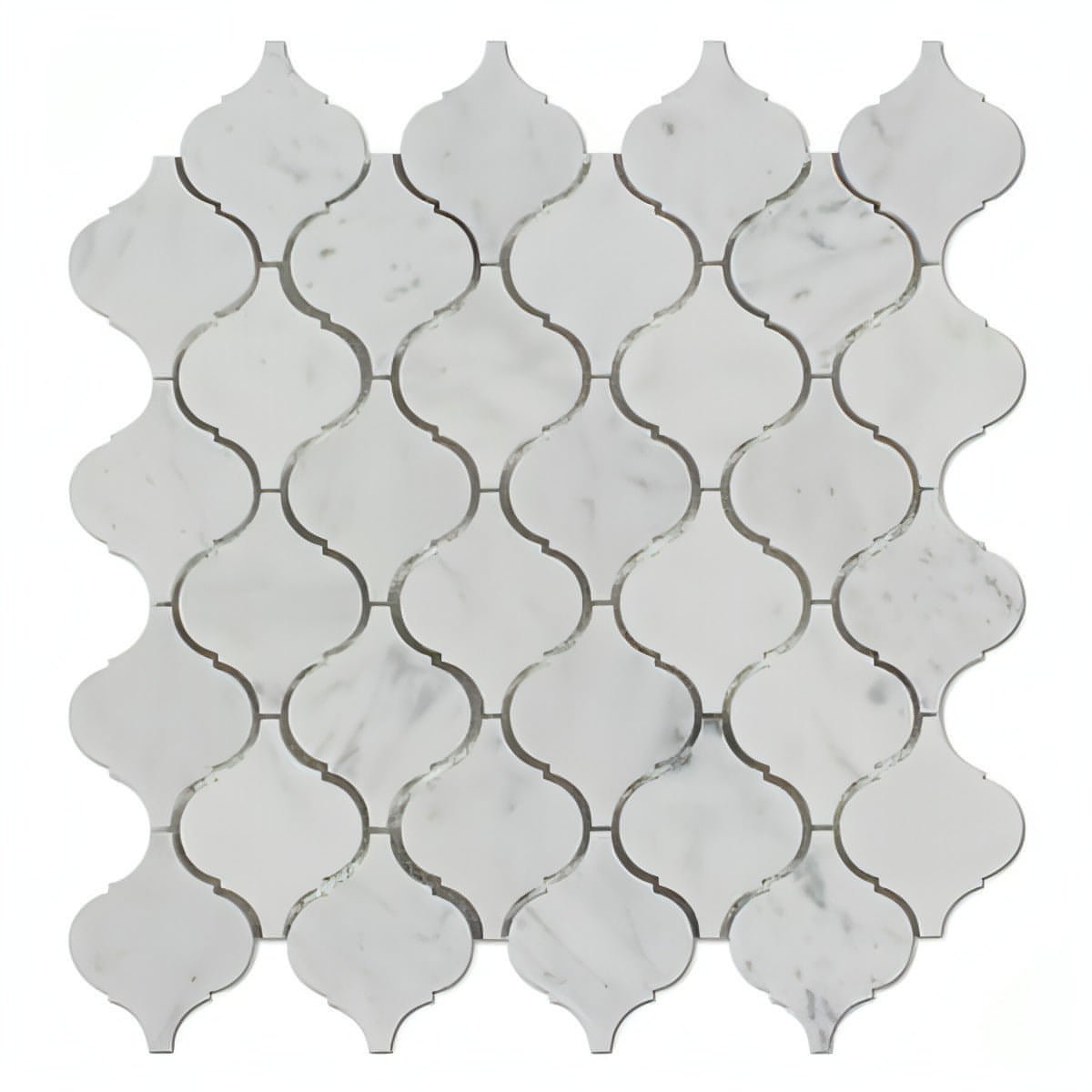 3” Carrara White Marble Polished Lantern Arabesque Mosaic Tile - Hey Tiles