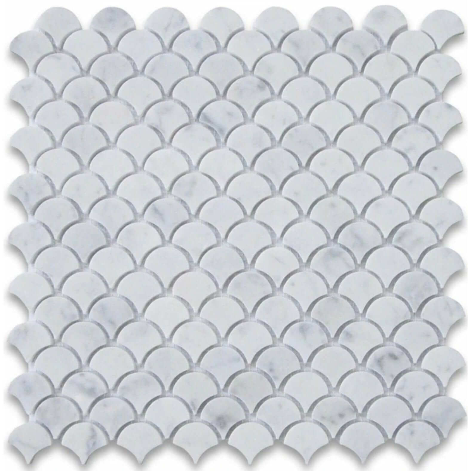3/4” Carrara White Marble Honed Fan Mosaic Tile - Hey Tiles