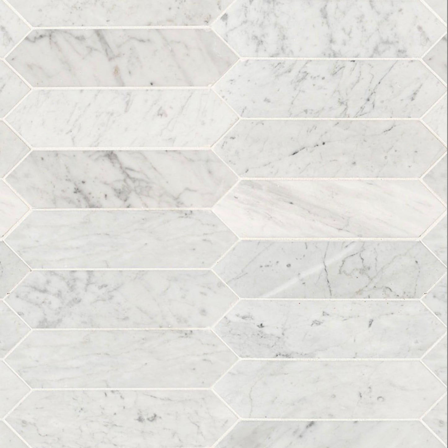 3x12 Carrara White Picket Honed Mosaic Tile - Hey Tiles