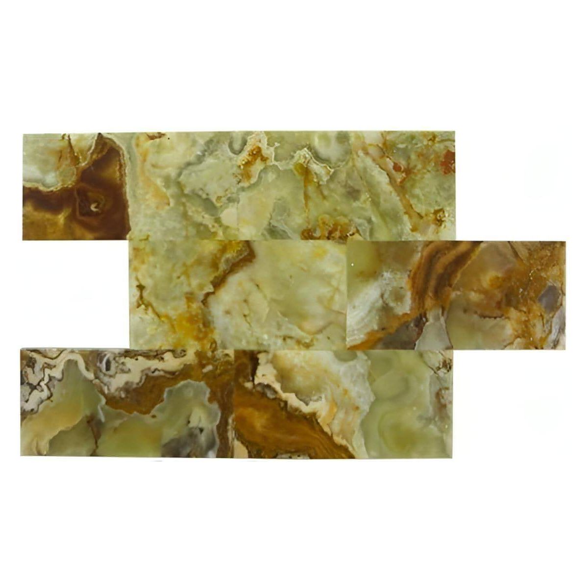 3x6 Green Onyx Polished Subway Tiles - Hey Tiles