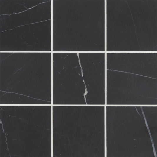 4" x 4" Nero Marquina Honed Marble - Hey Tiles