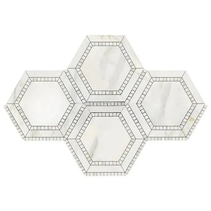 5” Calacatta Gold Marble Mosaic Hexagon with Calacatta Gold Edge POLISHED / HONED - Hey Tiles