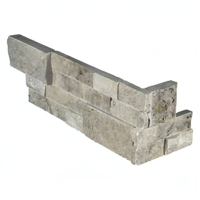 Silver Travertine Ledger Corner Hardscaping heytiles   