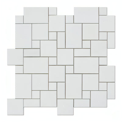 Thassos White Marble Honed Mini Versailles Mosaic Tile - heytiles