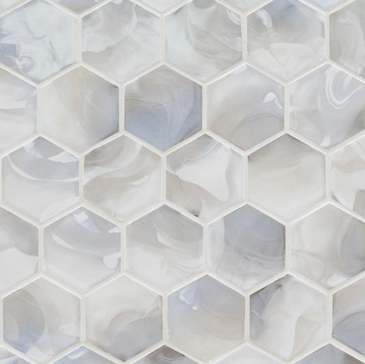 Akoya Pearl 3” Hexagon Mosaic Tile - Hey Tiles