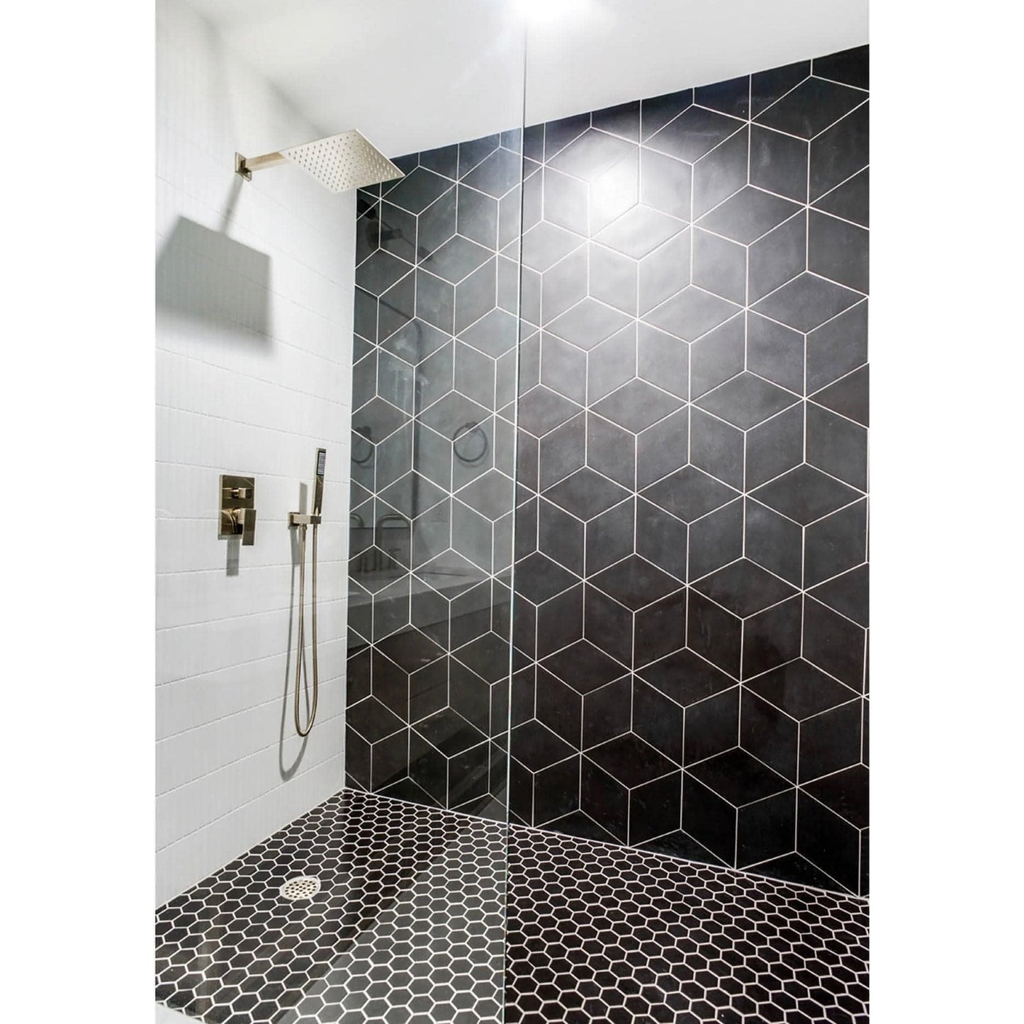 Allora 7.5" x 12.75" Rhomboid Matte Porcelain Tile in Solid Black - Hey Tiles