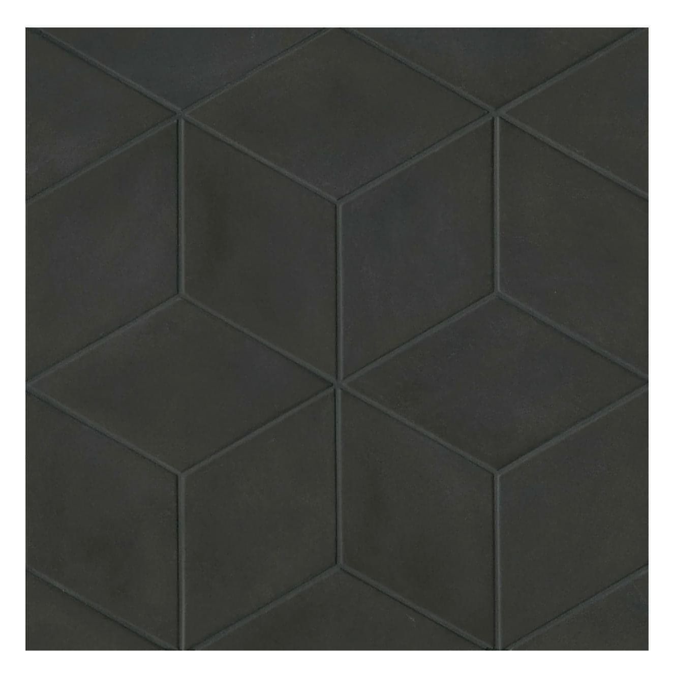 Allora 7.5" x 12.75" Rhomboid Matte Porcelain Tile in Solid Black - Hey Tiles