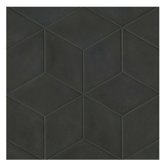 Allora 7.5" x 12.75" Rhomboid Matte Porcelain Tile in Solid Black - Hey Tiles