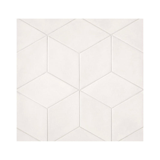 Allora 7.5" x 12.75" Rhomboid Matte Porcelain Tile in Solid White - Hey Tiles