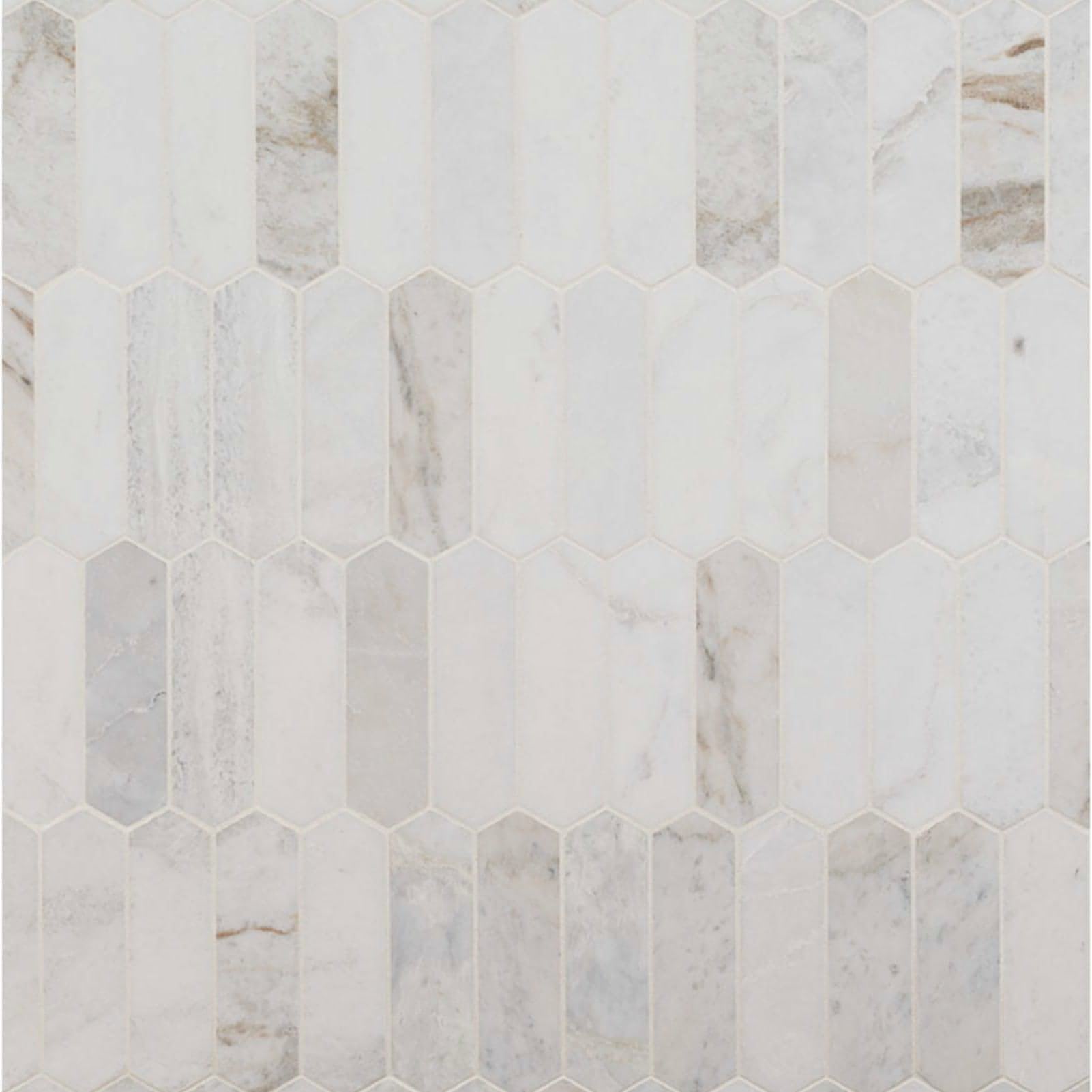 Arabescato Calacatta White Picket Honed Mosaic - Hey Tiles