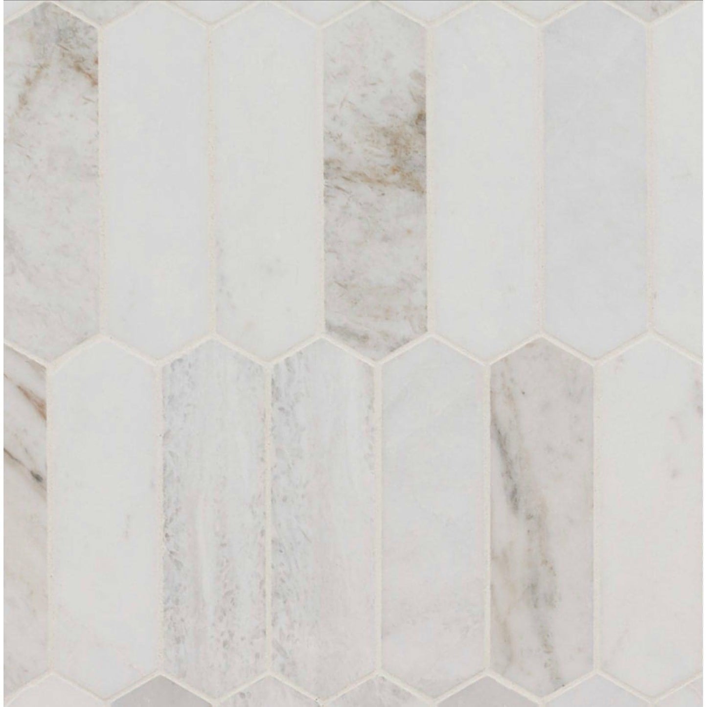 Arabescato Calacatta White Picket Honed Mosaic - Hey Tiles