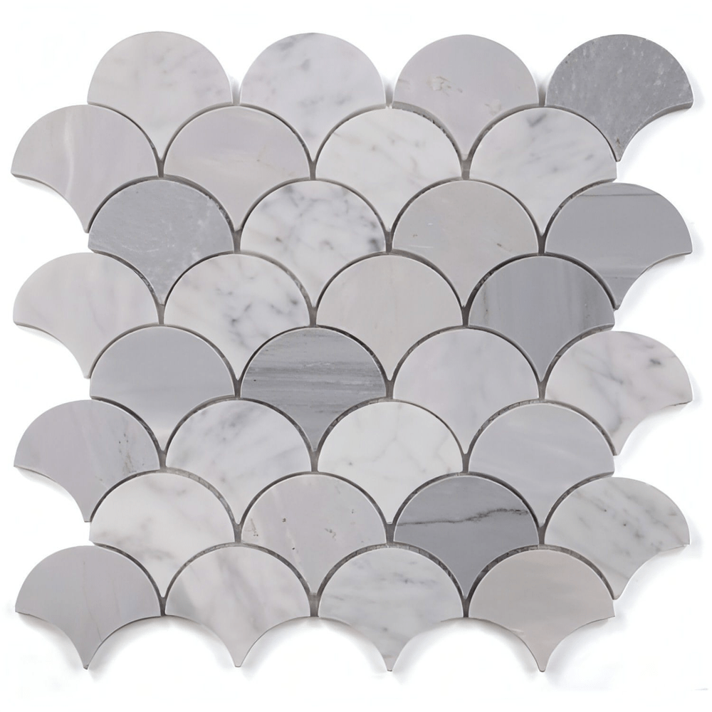 Bardiglio Italian Gray in Fan Shape 12 x 12 - Hey Tiles