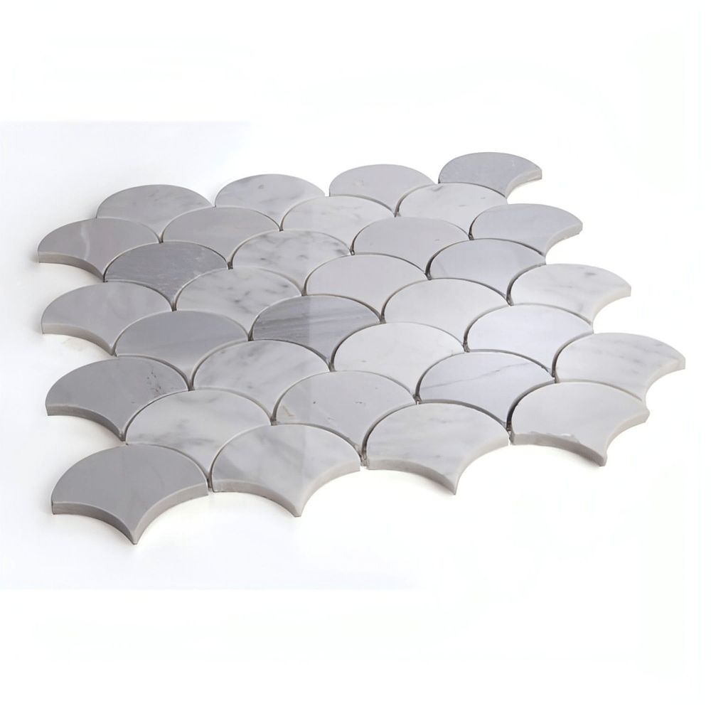 Bardiglio Italian Gray in Fan Shape 12 x 12 - Hey Tiles