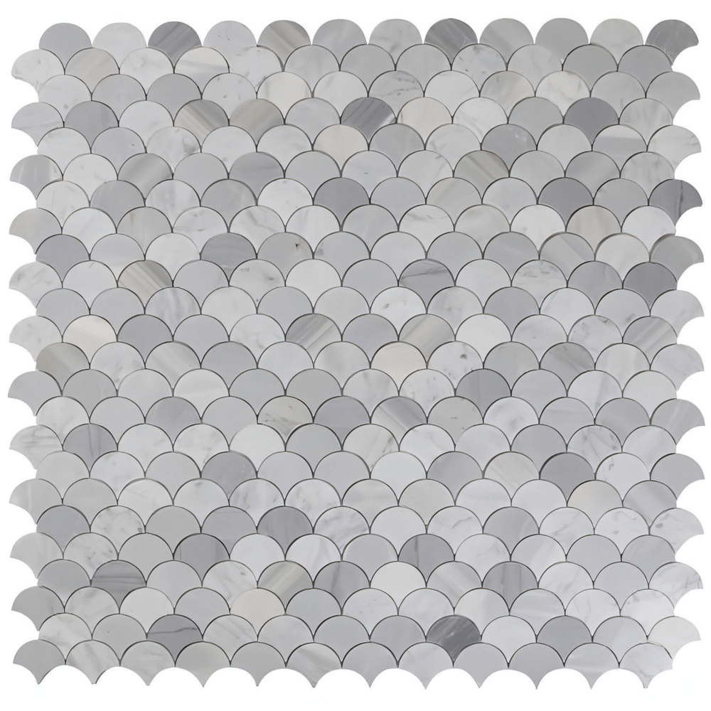 Bardiglio Italian Gray in Fan Shape 12 x 12 - Hey Tiles