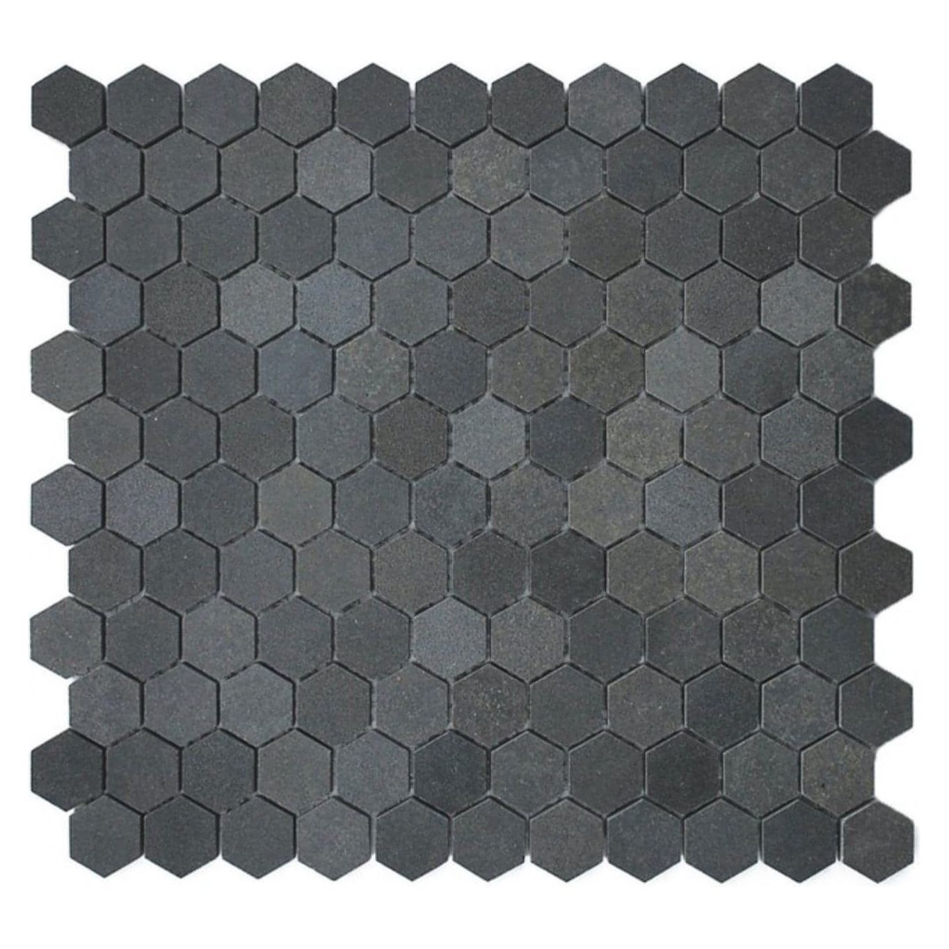 Basalt Gray Basalt Mosaic 1" Hexagon on Mesh 12x12 - Hey Tiles