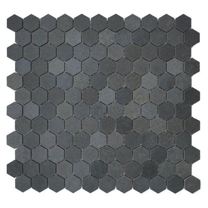 Basalt Gray Basalt Mosaic 1" Hexagon on Mesh 12x12 - Hey Tiles