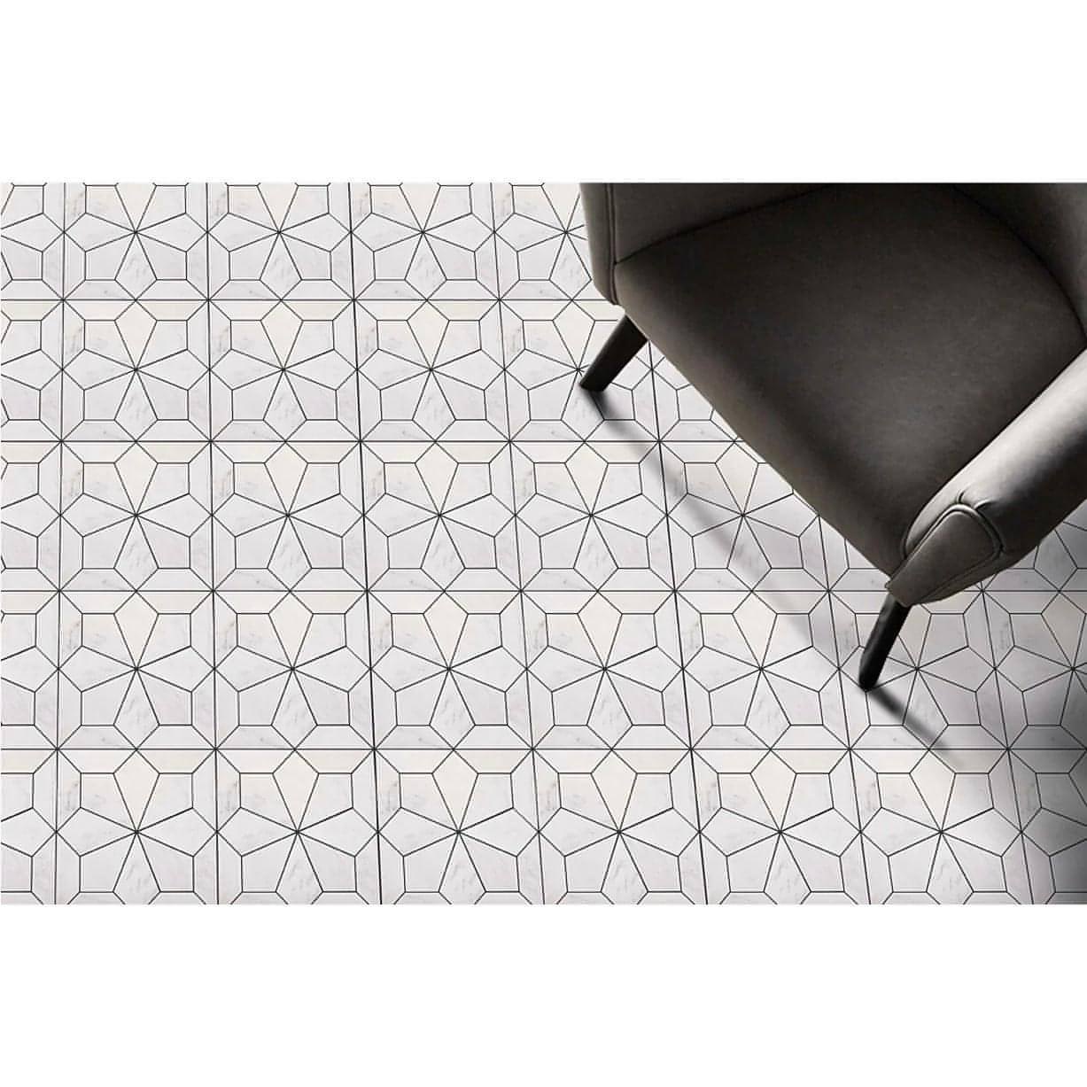 Blomma Honed Marble Mosaic Tile in Bianco - Hey Tiles