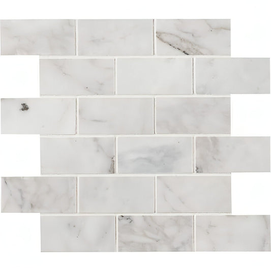 Calacatta Cressa 2X4 Honed Marble Mosaic - Hey Tiles