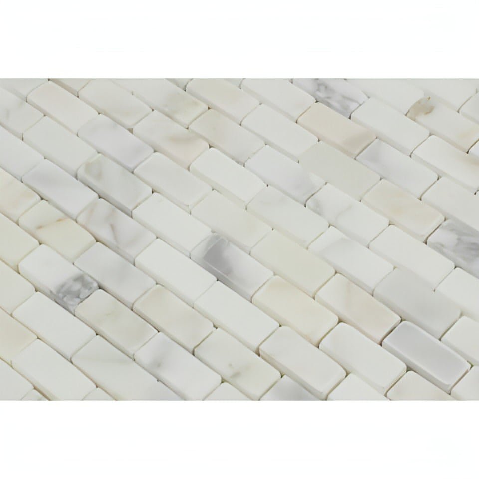 Calacatta Gold Marble Honed Baby Brick Mosaic Tile - Hey Tiles