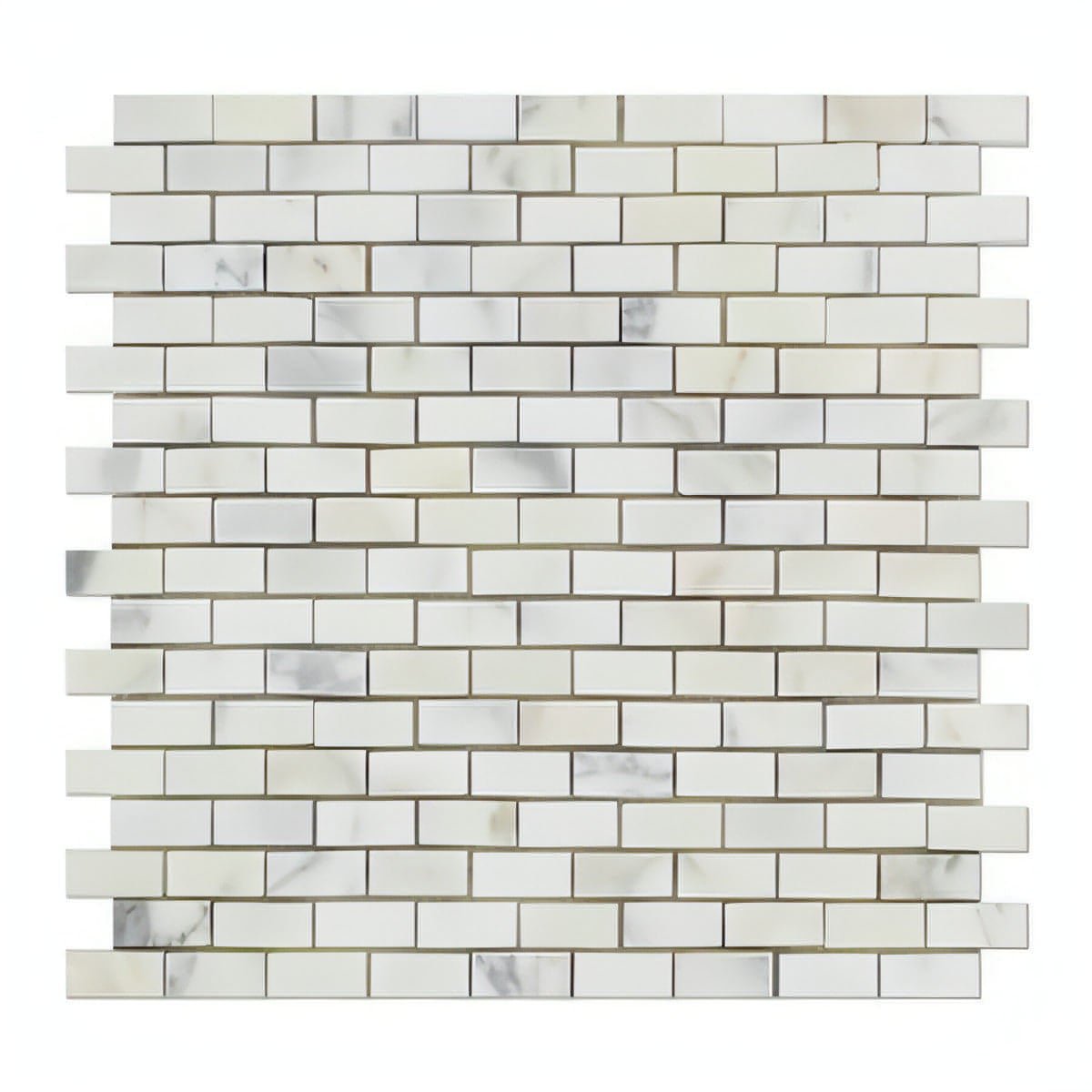 Calacatta Gold Marble Honed Baby Brick Mosaic Tile - Hey Tiles